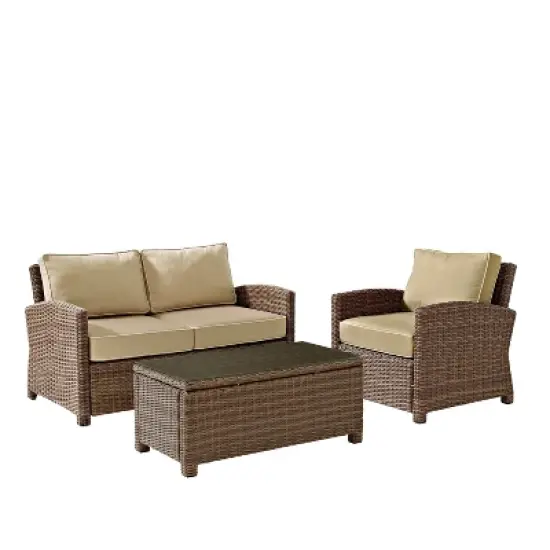 Bradenton 3pc Outdoor Conversation Set with Loveseat & Armchair with Coffee Table - Crosley
 image {10}