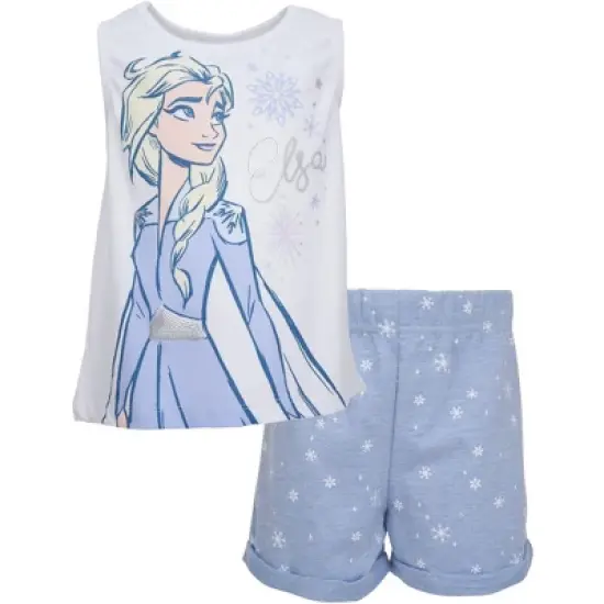 Disney Moana Princess Frozen Ariel Minnie Mouse Baby Girls Tank Top and French Terry Shorts Infant to Little Kid image {11}