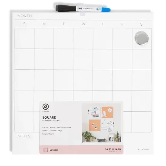U Brands 14" Square Dry Erase Calendar Board image {4}