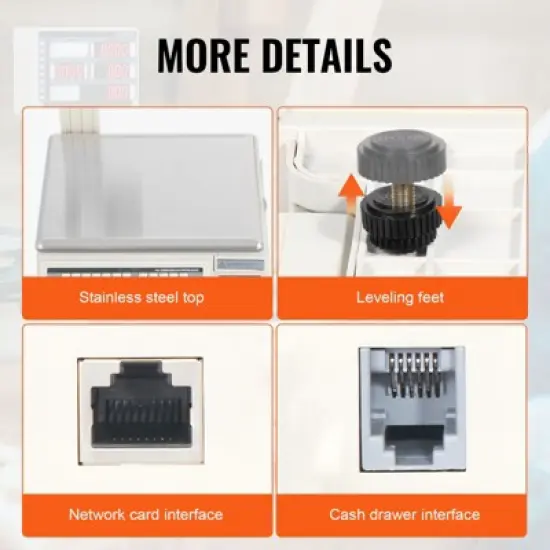 VEVOR Electronic Price Computing Scale, 66 LB Digital Deli Weight Scales, LCD & LED Digital Commercial Food Fruit Meat Produce Counting Weight image {6}