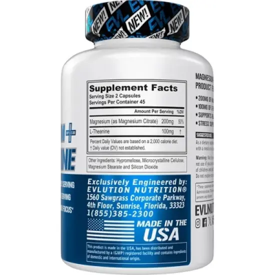 Evlution Nutrition Magnesium + L-Theanine - Relaxation Support - 30 Servings image {1}
