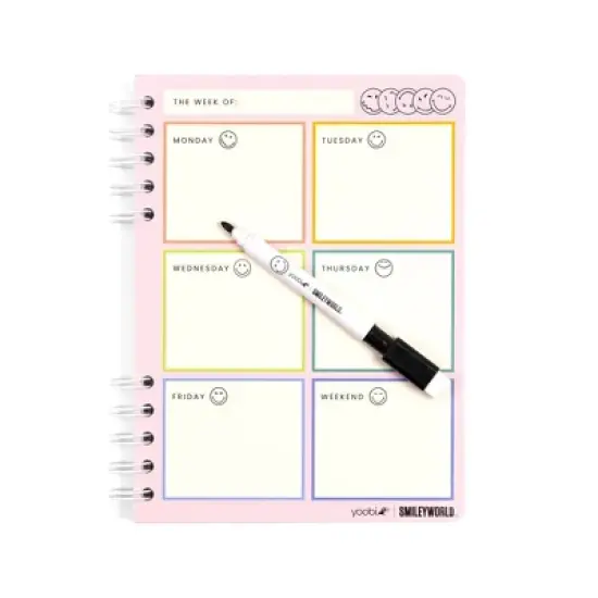 Yoobi SmileyWorld Erasable Cover Notebook 6"x8" with Dry Erase Marker, School Supplies image {3}