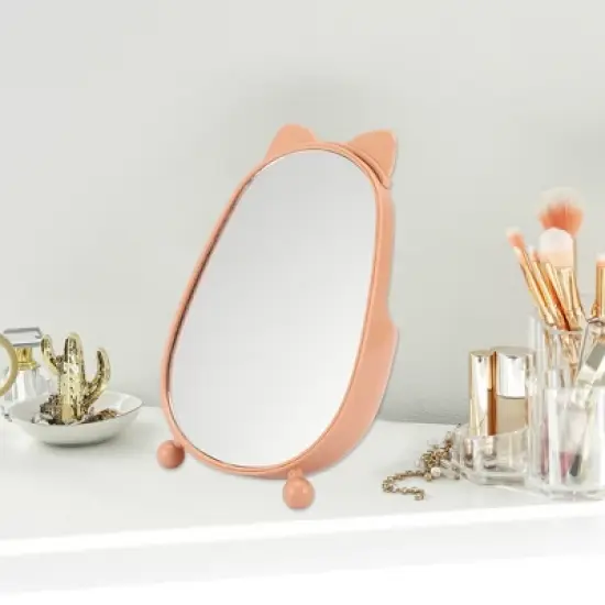 Unique Bargains Cartoon Cat Ears Desktop Cosmetic Mirror 1 Pc image {2}