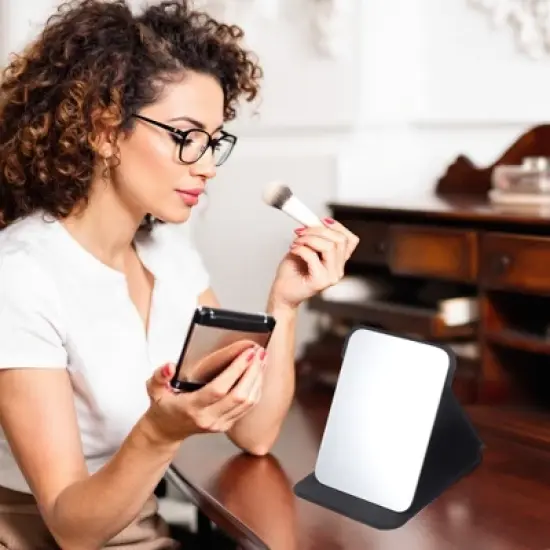 Unique Bargains Women Makeup Mirror for Travel Beige 1 Pc image {2}