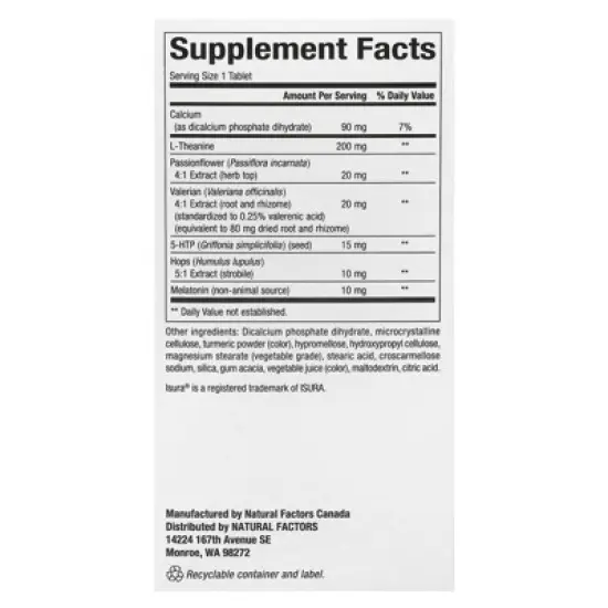 Natural Factors RegenerLife, Sleep Better with Melatonin, L-Theanine & Botanicals, 60 Tri-Layer Tablets image {1}