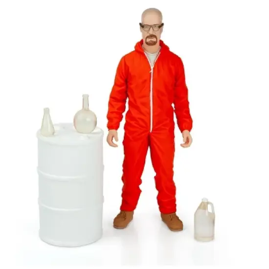 Mezco Toyz Breaking Bad Walter White In Orange Hazmat Suit Figure | Measures 6 Inches Tall image {1}
