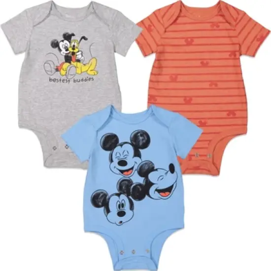 Disney Mickey Mouse 3 Pack Short Sleeve Bodysuits  image {13}