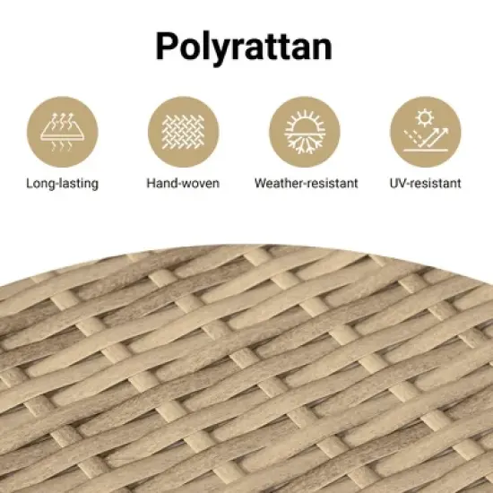 vidaXL Beige Poly Rattan 3-Seater Patio Sofa with Washable Cushions - Durable Outdoor Garden Furniture, UV-Resistant image {10}