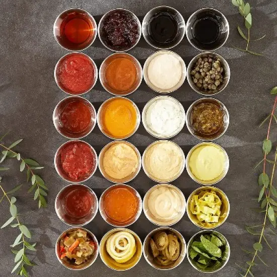 RSVP International Kitchen Prep Bowl Collection Stainless Steel, Sauce Cups, Set of 24, Silver image {3}