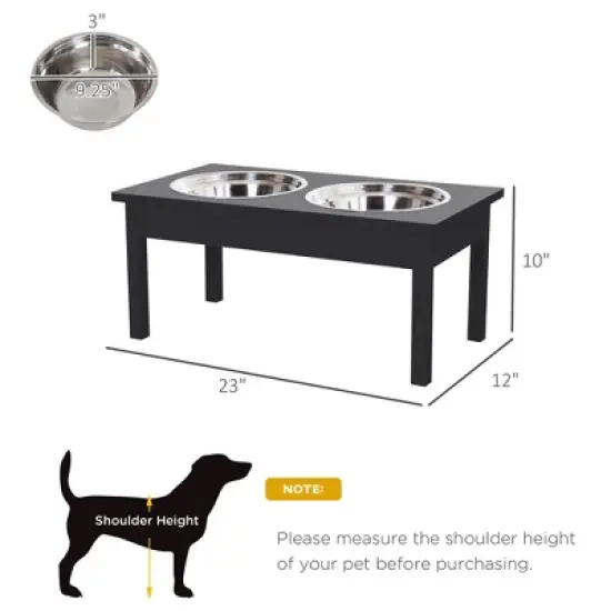 MaseiKar 23" Wooden Heavy Duty Dog Food Bowls Pet Elevated Feeding Station -Black image {3}