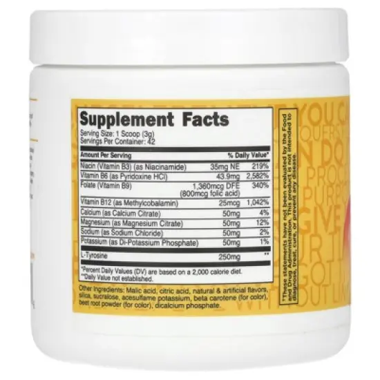 TransformHQ Hydration, Electrolyte Drink Mix, Caffeine Free, Peach Mango, 4.8 oz (135.7 g) image {1}