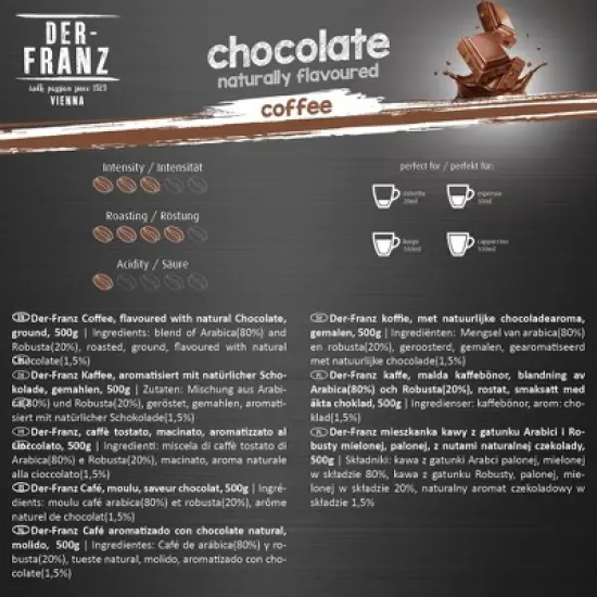 Der Franz Chocolate Naturally Flavored Ground Coffee 17.6oz/500g image {3}