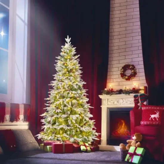 Costway 6/7.5/9 FT Artificial Christmas Tree Hinged Xmas Tree with 765/1135/1871 Branch Tips 280/470/690 Lights image {10}