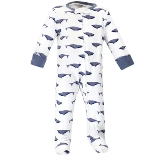 Touched by Nature Baby Organic Cotton Zipper Sleep and Play 3pk, Blue Whale image {1}