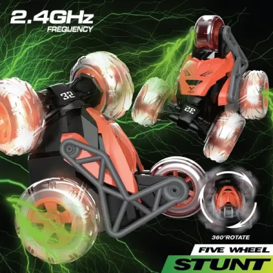 Flipo Quadzilla 5-Wheel Remote Control 360* Spin Stunt Car For Kids & Adults image {1}