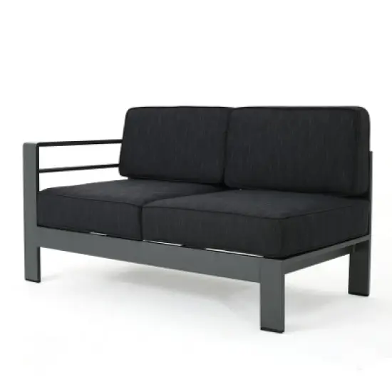 Christopher Knight Home Beatrice Patio Modem V-Shaped Aluminum 5-Seater Sectional Sofa Set with Thick Cushions image {6}