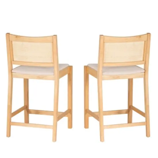 Powell Set of 2 Bessie Cane Counter Height Barstools Natural image {8}
