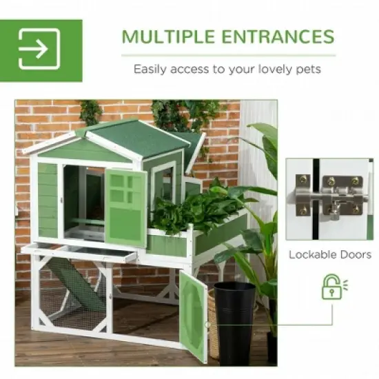 Resenkos Rabbit Hutch, Duck Cage Hutch,Chicken Coop, 49" Small Chicken Coop Hen House with Garden Space, Chicken House Outdoor Run Cage, Green image {7}