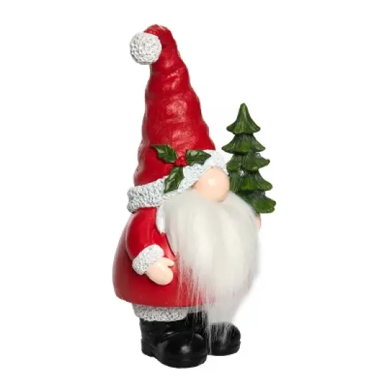 Transpac 11 in Multicolor Light Up Gnome with Tree Christmas Decor Polyresin Decorative Object image {2}