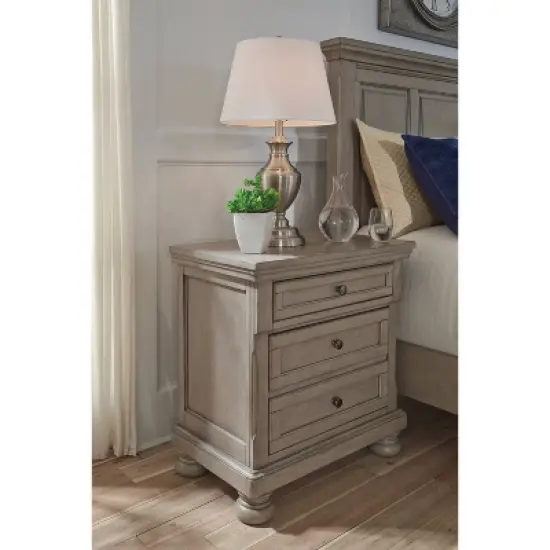 Lettner Two Drawer Nightstand Light Gray - Signature Design by Ashley image {1}