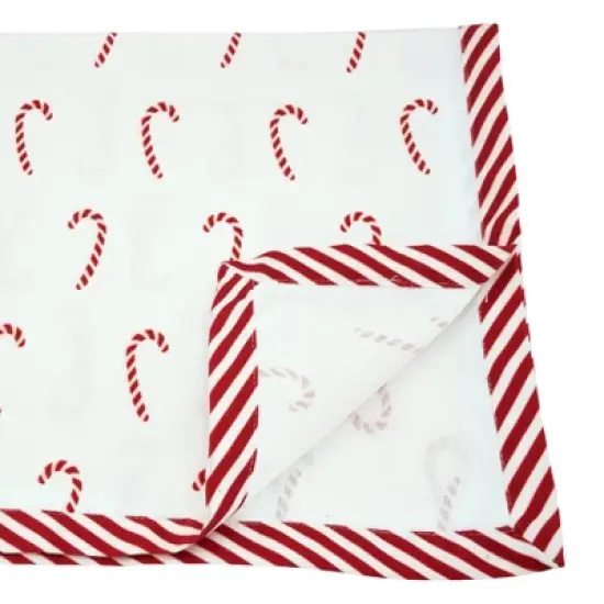 Saro Lifestyle Christmas Table Runner With Candy Cane Border image {1}