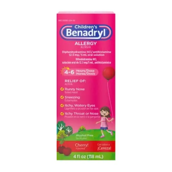 Benadryl Children's Allergy Liquid - Diphenhydramine - Cherry - 4 fl oz image {8}