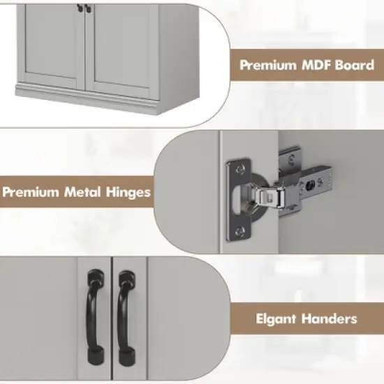 Tall Kitchen Pantry Cabinet, Storage Cabinet with 4 Doors & Adjustable Shelves, 70" Freestanding Cupboard, Tall Bathroom Linen Cabinet image {8}
