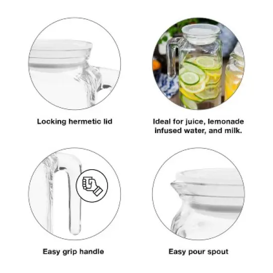 Bormioli Rocco Frigoverre Classic Jug 33.75 oz - with White Lid - Set of 2 image {2}