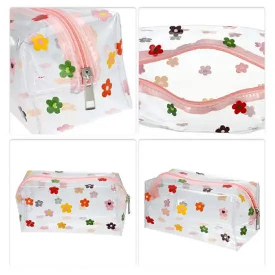 Unique Bargains Portable PVC Clear Makeup Bag Flower Assorted Color 1 Pc image {2}