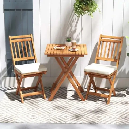 Tangkula 3-Piece Folding Bistro Set w/ Removable Seat Cushions Outdoor Table & Chairs image {1}