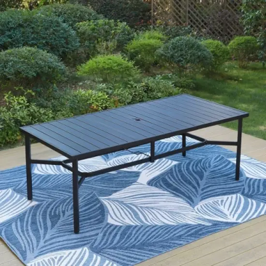 Captiva Designs 9pc Outdoor Dining Set with Rectangle Table and Beige Aluminium Textilene Chairs image {7}