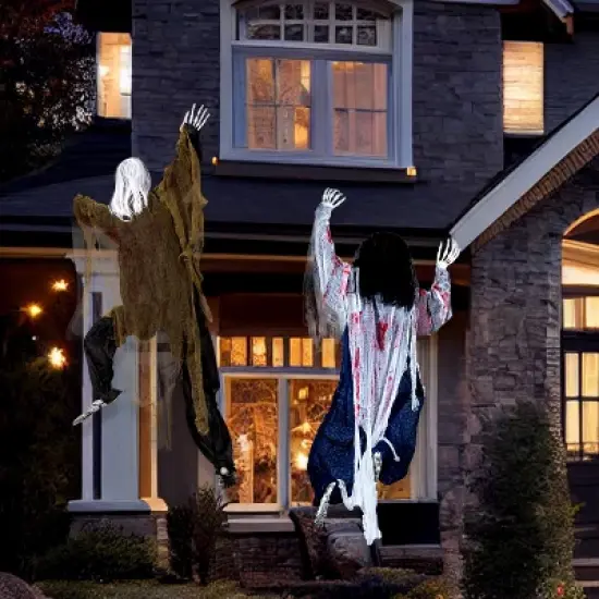 Joyfy 47" Halloween Climbing Dead Zombies Wall Decoration 2 Pack, Outdoor Haunted House Prop, Yard Lawn Garden Party Decor Supplies image {6}