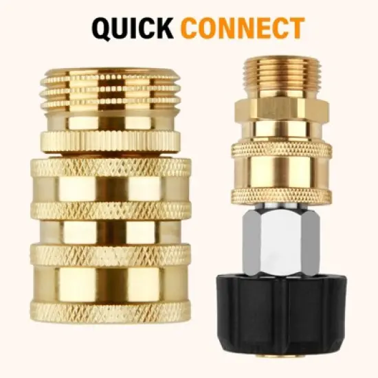 Syemin Landscape Equipment Parts and Accessories, 8-Piece Pressure Washer Adapter Set, Quick Disconnect Kit for Lawn, Gold, 1.14" * 1.14" * 1.18" image {2}