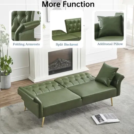 67.71 Inch Polyester sofa bed with adjustment armres image {2}
