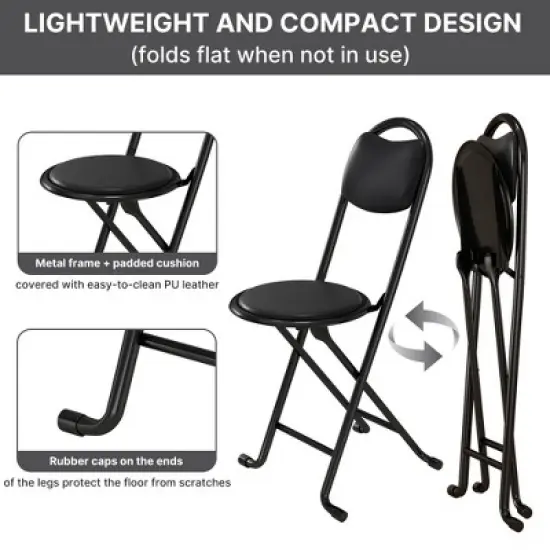 Rbied 2 PCS Folding Stool with Back, Cushioned Padded Folding Stool, Portable Folding Chairs for Outdoor Indoor image {2}