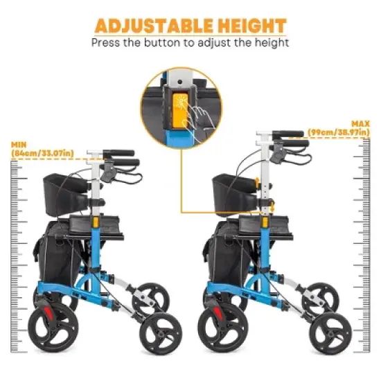 Whizmax Rolling Walkers for Seniors with Widen Seat, Lightweight Aluminium Frame Rollator Walker with Dual Braking System/Thick Backrest/ 4 Wheels image {3}