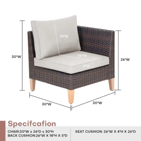 Gymojoy 1 Piece Patio Furniture Set All-Weather Outdoor Wicker Sectional Sofa image {1}