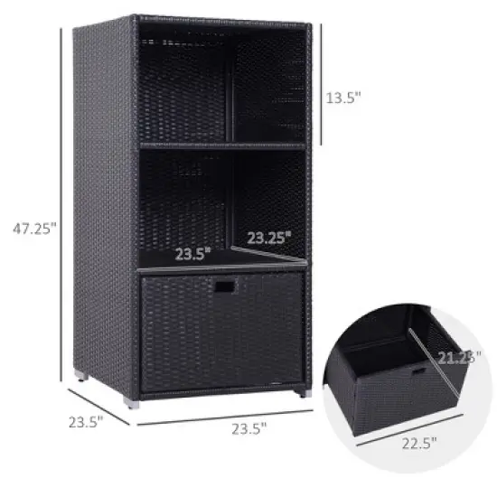 Gulches Valet Pool Towel Rack, Waterproof PE Plastic Rattan Wicker Storage Organizer, Indoor Outdoor, Hot Tub Accessory Storage,2 Shelves, Espresso image {6}