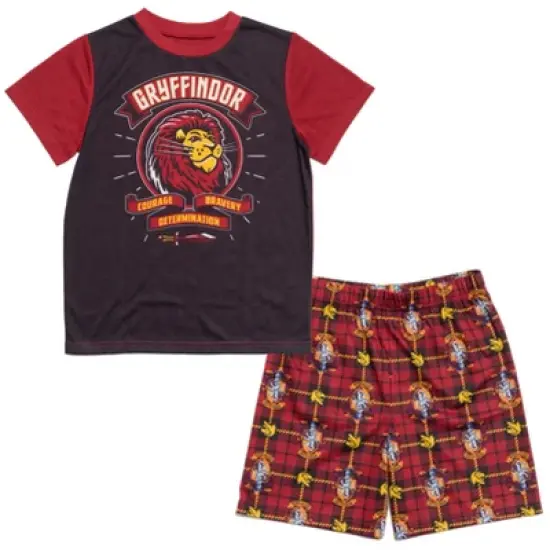 Harry Potter Gryffindor Hufflepuff Ravenclaw Slytherin Pajama Shirt and Shorts Sleep Set Little Kid to Big Kid image {10}