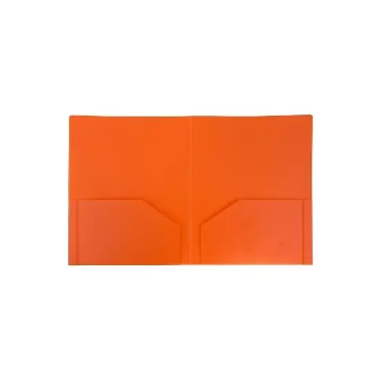 JAM Paper Heavy Duty Plastic Two-Pocket School Folders Orange 108/Pack 383HORB image {1}