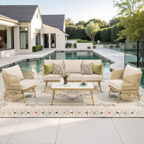 Outdoor Patio Furniture Set All Weather Wicker Conversation Set image {17}