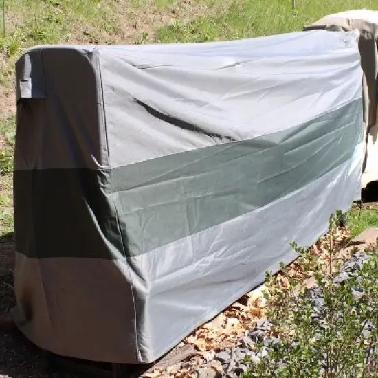 Sunnydaze Outdoor Weather-Resistant Heavy-Duty Polyester with PVC Backing Firewood Log Rack Cover - Gray and Green image {1}