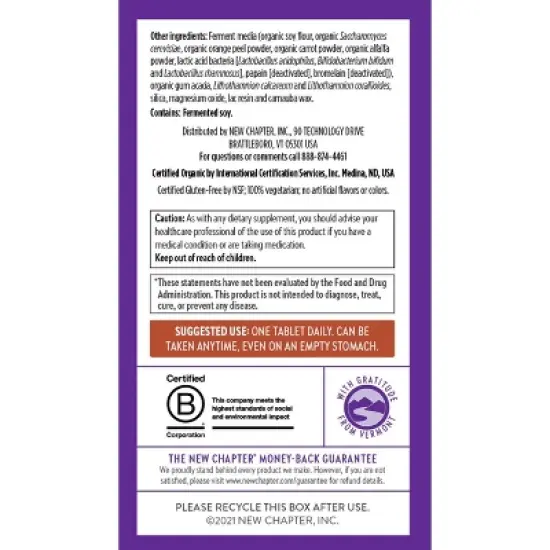 New Chapter Men's One Daily with Immune, Stress, Heart + Energy Support Tablets - 30ct image {4}