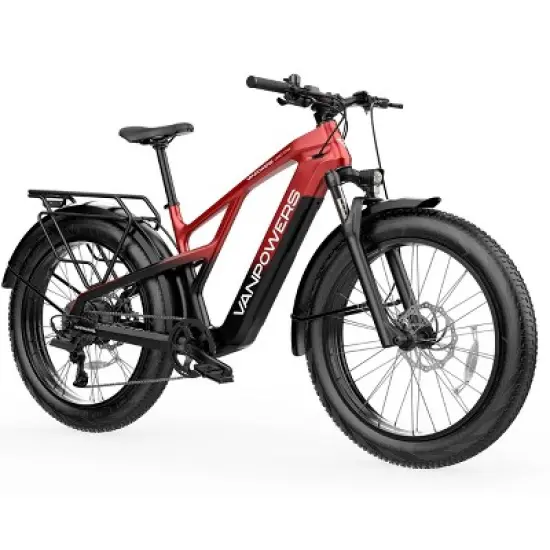 Vanpowers Adult GrandTeton Pro 2.29' Step-Over 750W Hub Motor Electric Bike - Red/Black image {11}