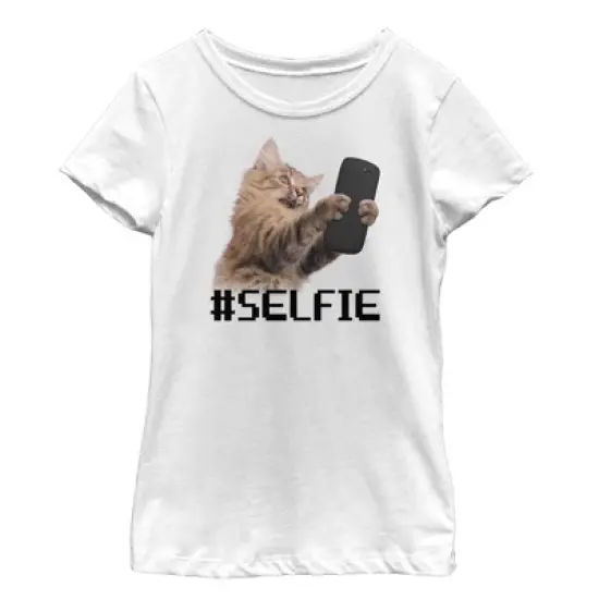 Girl's Lost Gods Cat Selfie T-Shirt image {3}