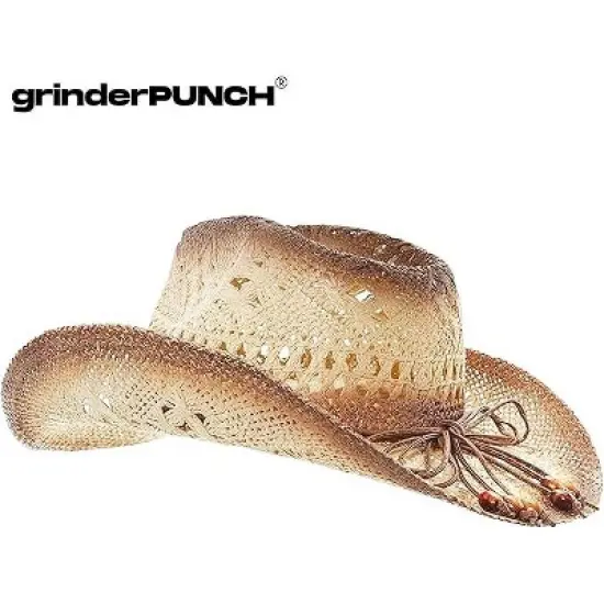 grinderPUNCH Classic Western Outback Cowboy Hat - Mens & Womens Straw Cowgirl Style for Rodeo, Ranch, and Everyday Wear image {5}