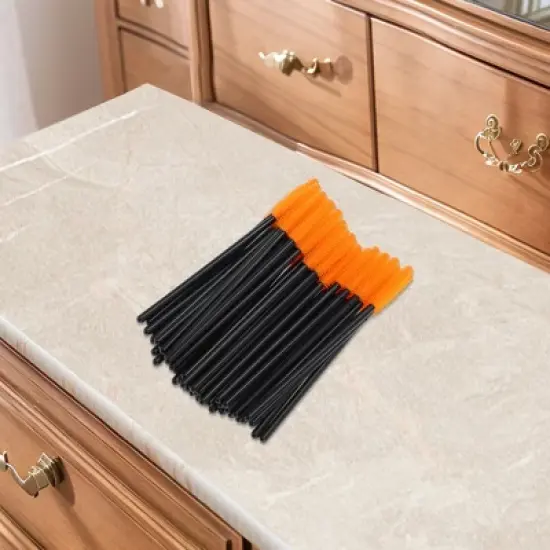 Unique Bargains Lightweight Silicone Eyelash Brush Black Orange 50 Pcs image {4}