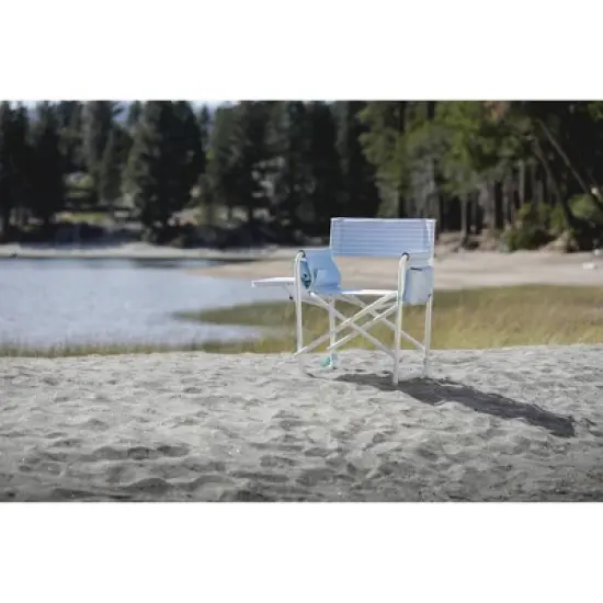 Picnic Time Outdoor Directors Chair - Mod Denim Stripes image {1}