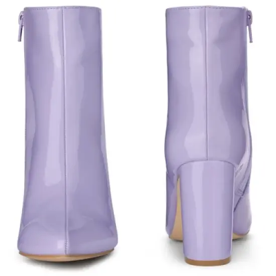 Perphy Women's Patent Pointed Toe Side Zip Chunky Heel Ankle Boots image {1}