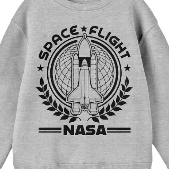NASA Space Flight Seal Crew Neck Long Sleeve Athletic Heather Youth Sweatshirt image {1}